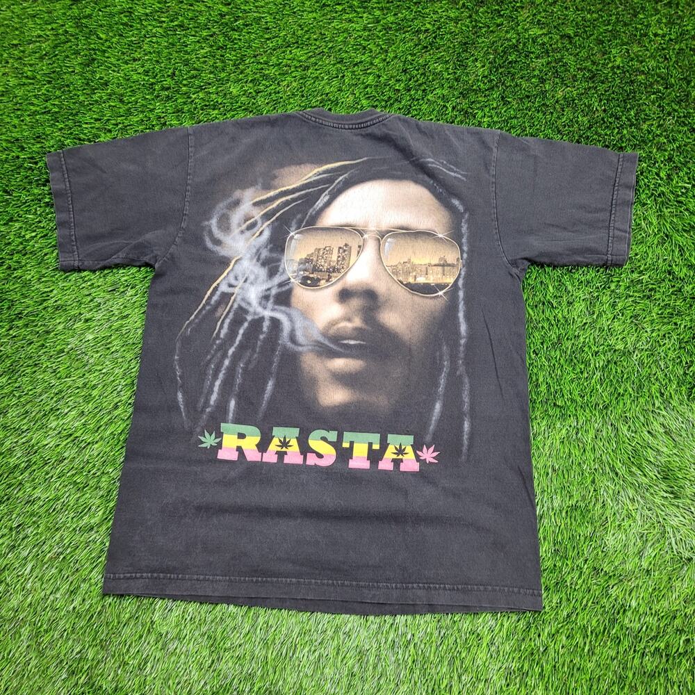 Bob-Marley Rasta Reggae Shirt M/L 21x27 Faded-Black